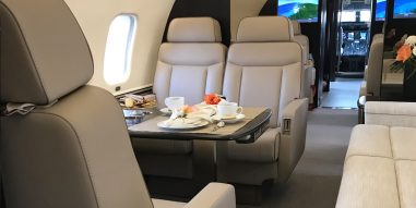 Interior of Global Express Private Jet