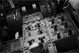 Cockpit of a private jet