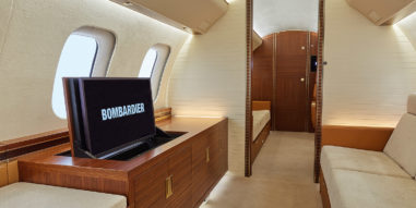Global 7500 Interior- Couch view with screen