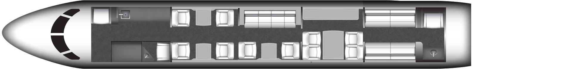 Gulfstream G550 Aircraft Cabin Layout Floor Plan